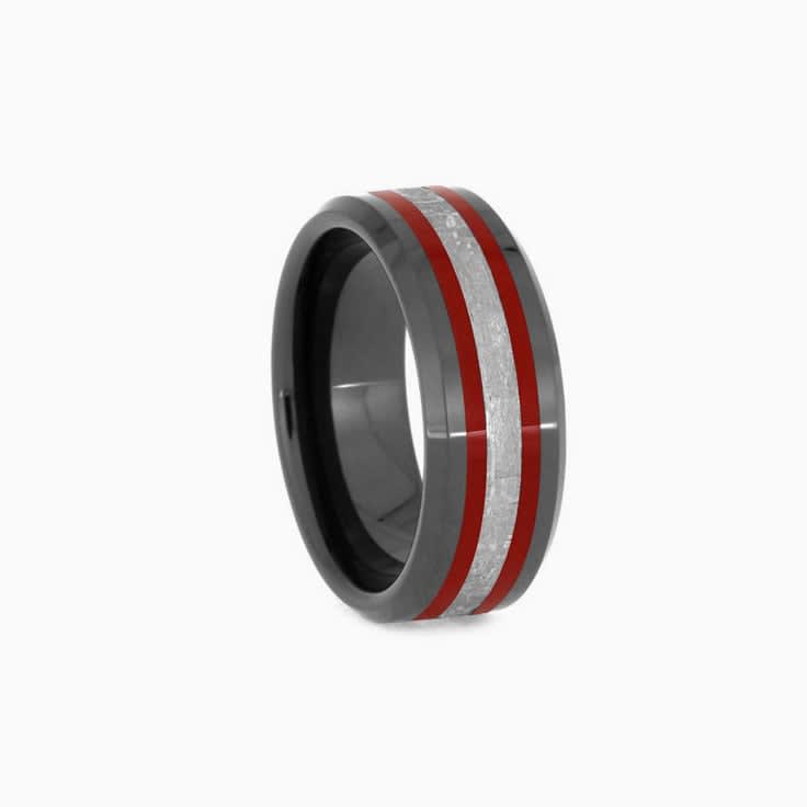 Black Band with Meteorite And Red Stripes