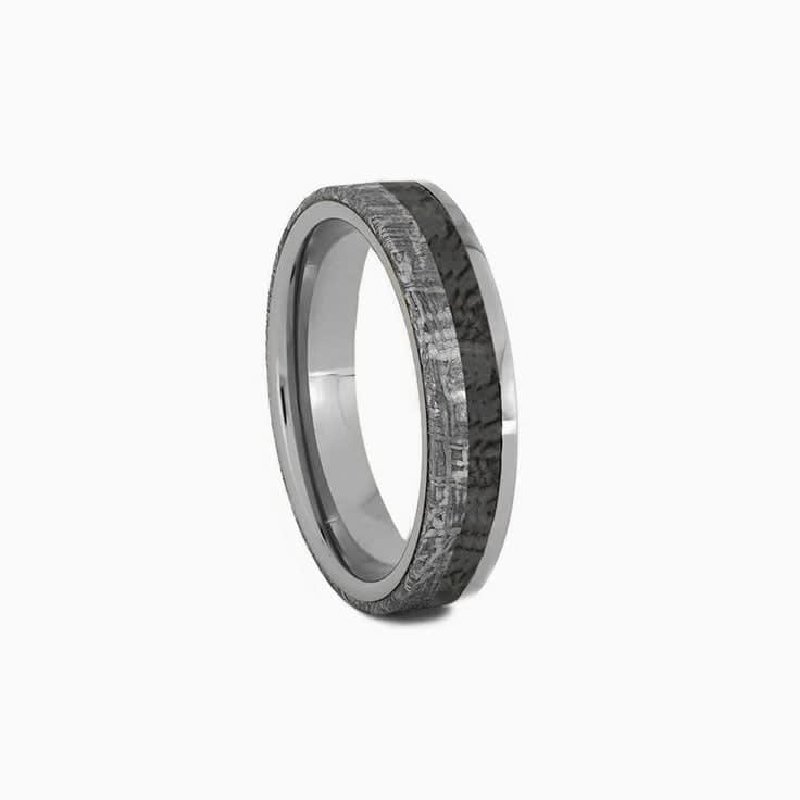 Meteorite Dinosaur Bone Wedding Band