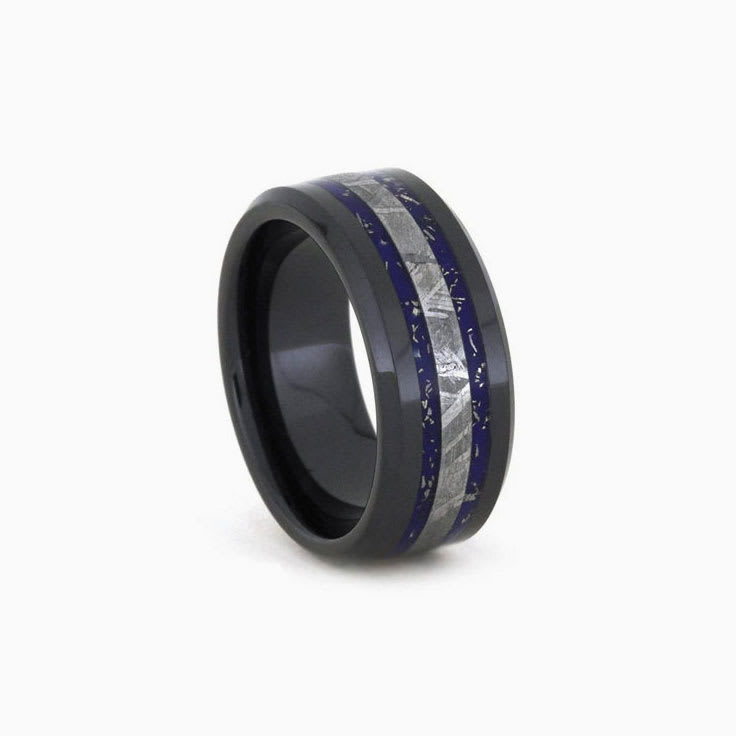 Meteorite Blue Stardust Mens Ring