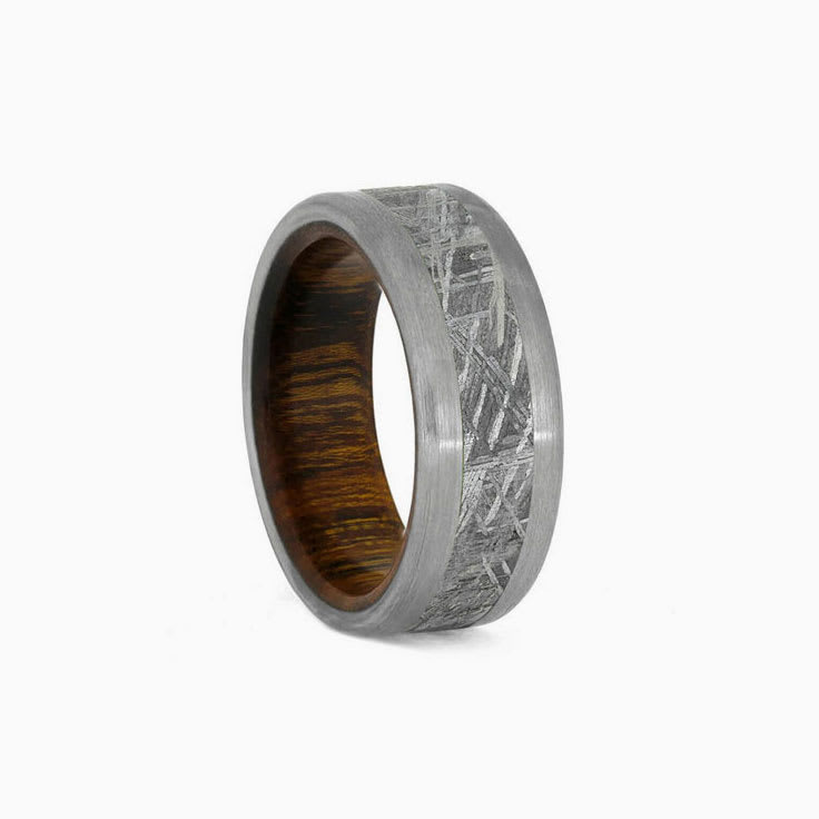 Mens Meteorite And Ironwood Wedding Ring