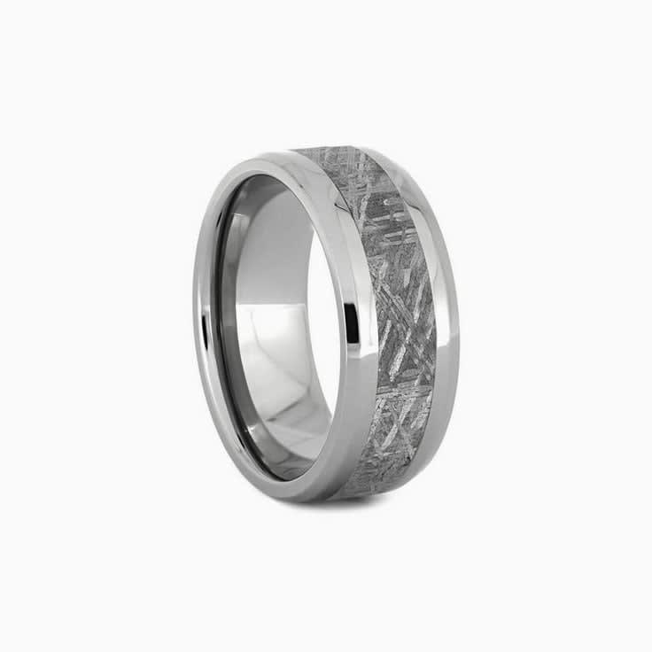 Gibeon Meteorite Wedding Ring With Beveled Edges