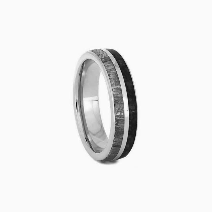 Meteorite And Dinosaur Bone Wedding Ring