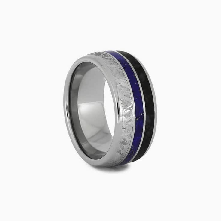 Meteorite Band With Lapis Lazuli And Dino Bone