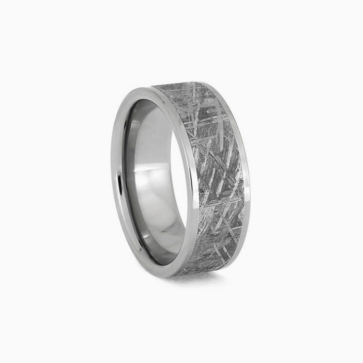 Mens Tungsten Meteorite Wedding Band