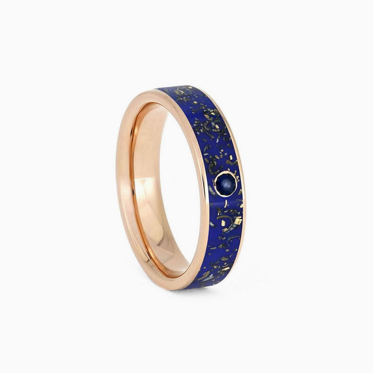 Rose Gold Sapphire Ring With Blue Stardust