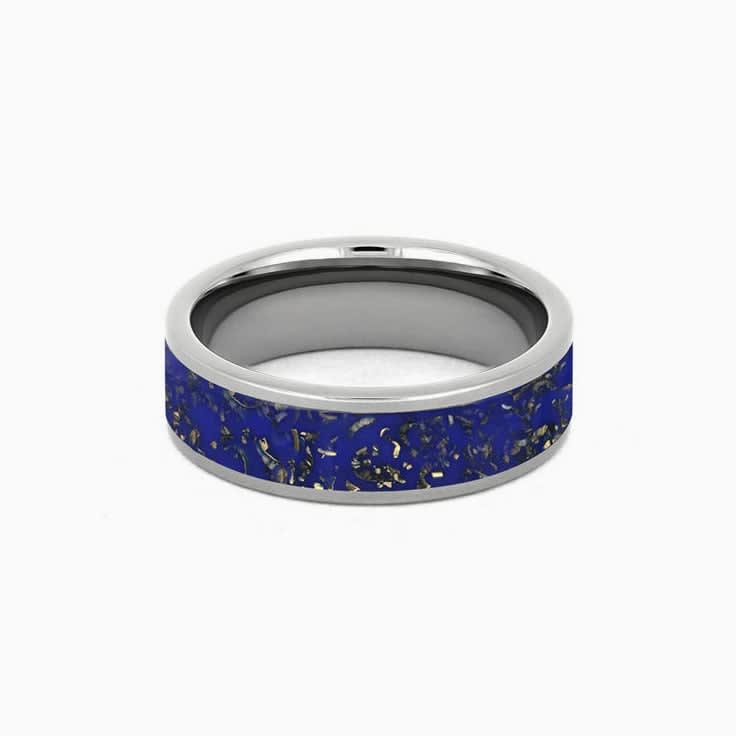 Mens Blue Stardust Wedding Band