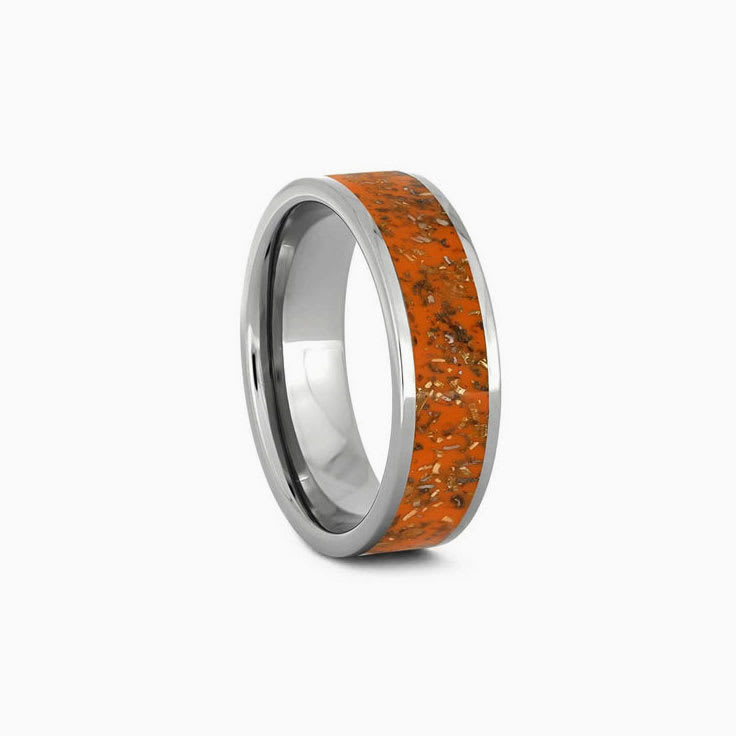 Mens Orange Stardust Wedding Ring