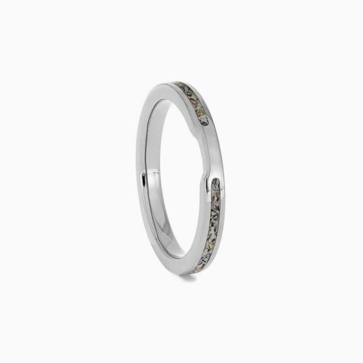 Womens White Stardust Wedding Band