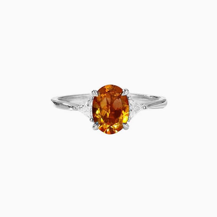 yellow topaz with lab grown diamond