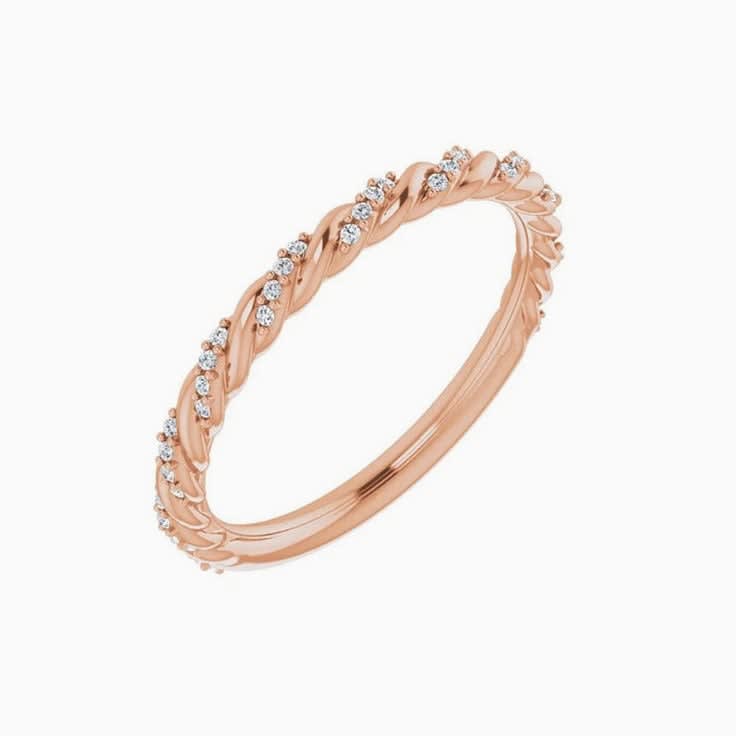 Twisted diamond wedding band
