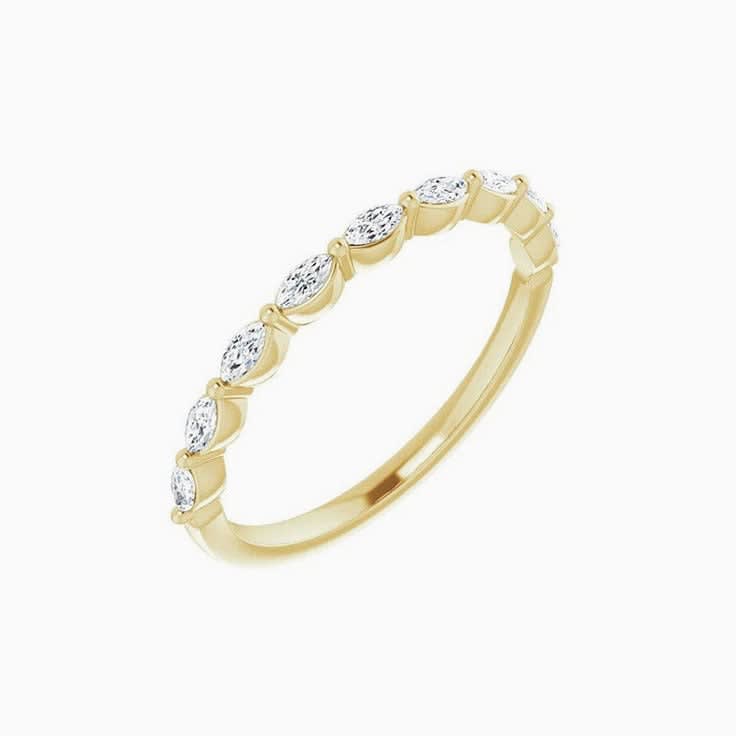Marquise Cut wedding  Band