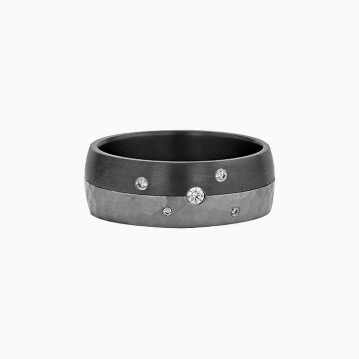 Hammered Gold and Tantalum Mens Ring