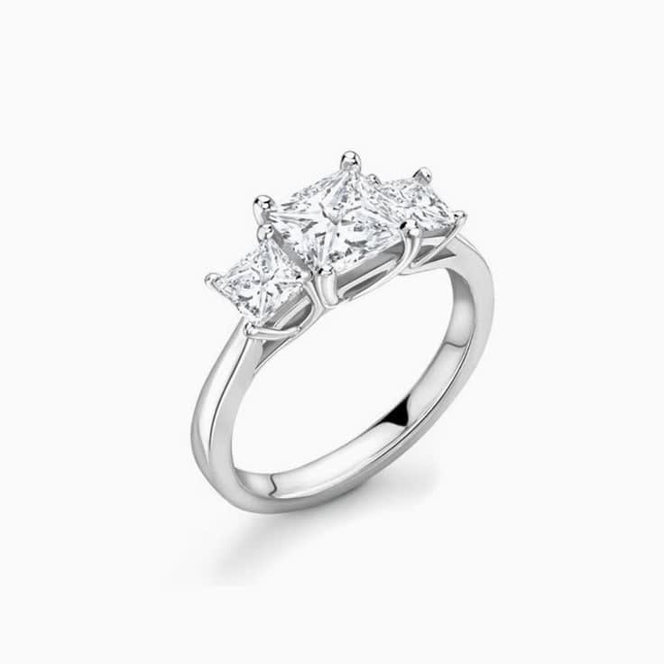Princess cut trilogy ring