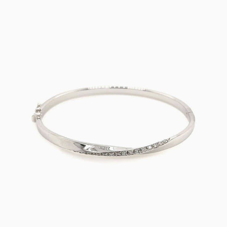 Gold And Diamond Italian Bangle