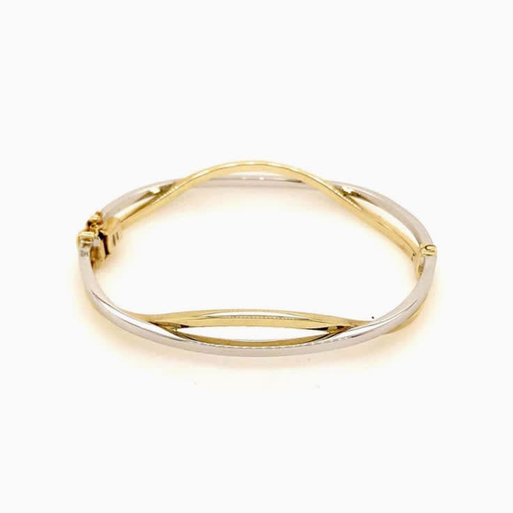 Italian Hinged Dual Tone Gold Bangle