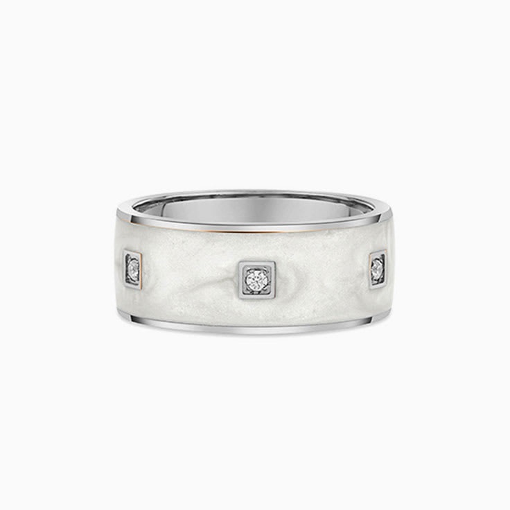 White Ceramic Diamond Wedding Band