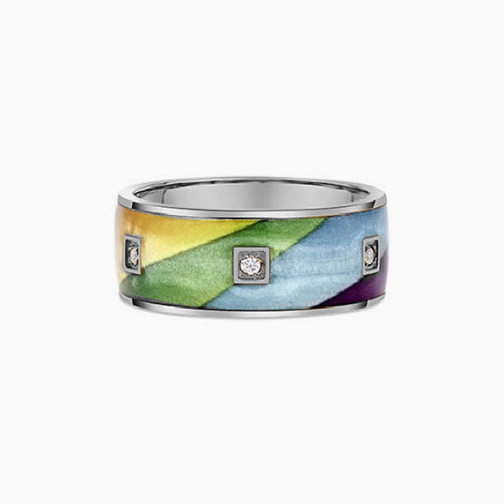 Multicoloured Diamond Ceramic Ring