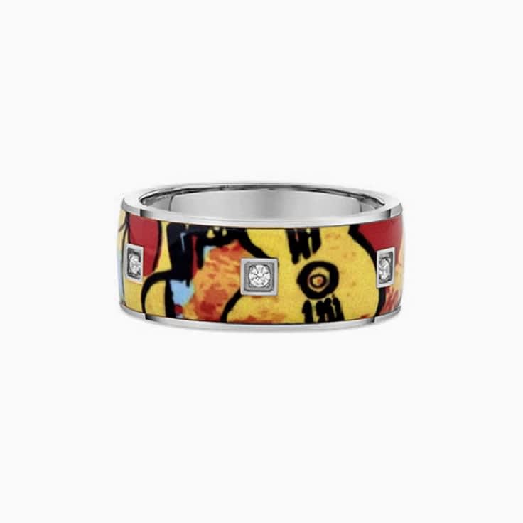 Gold colourful Ceramic Ring