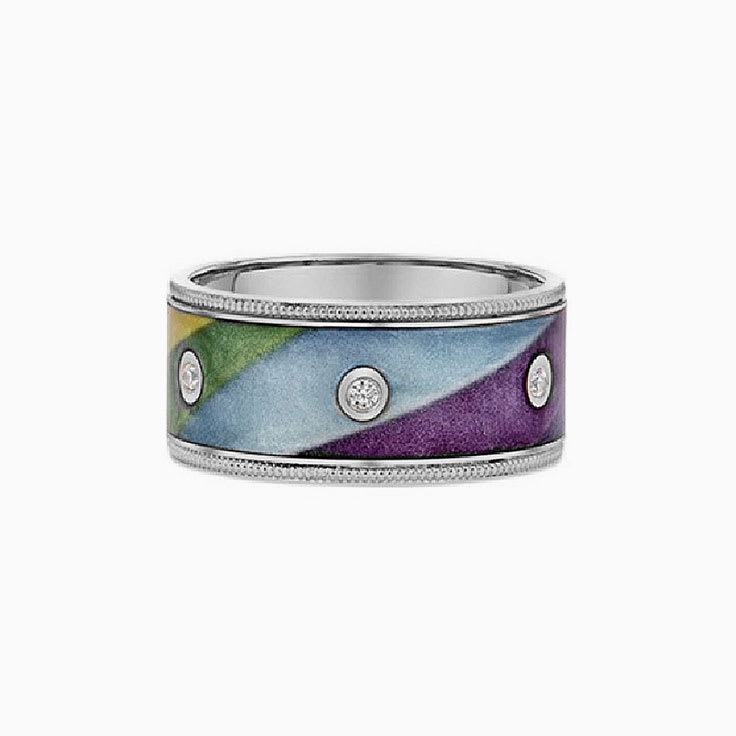 Milgrain Ceramic Gold Ring With Diamond