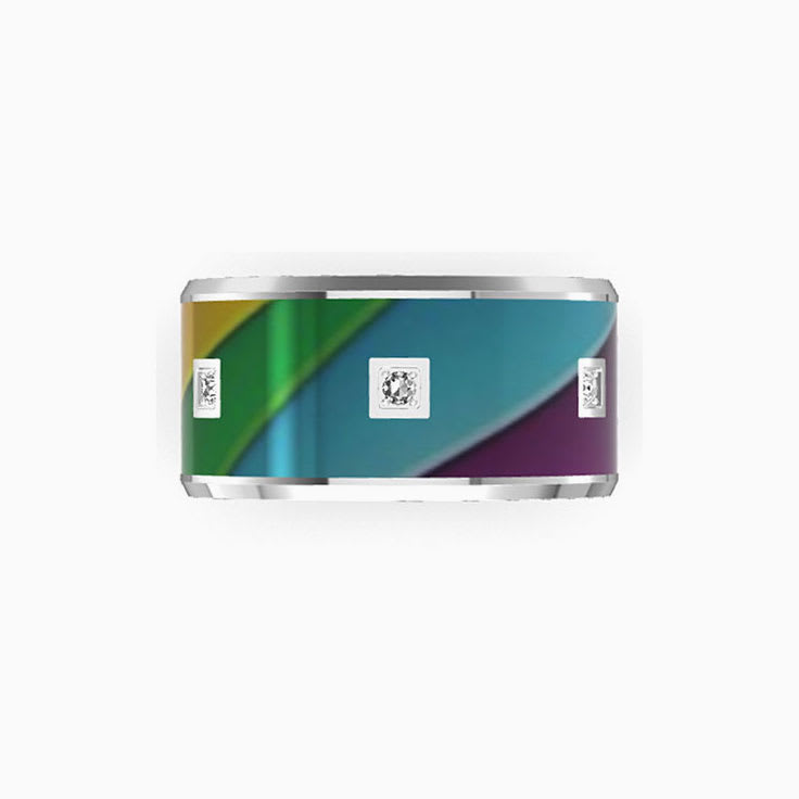 Ceramic Multicoloured Gold Ring
