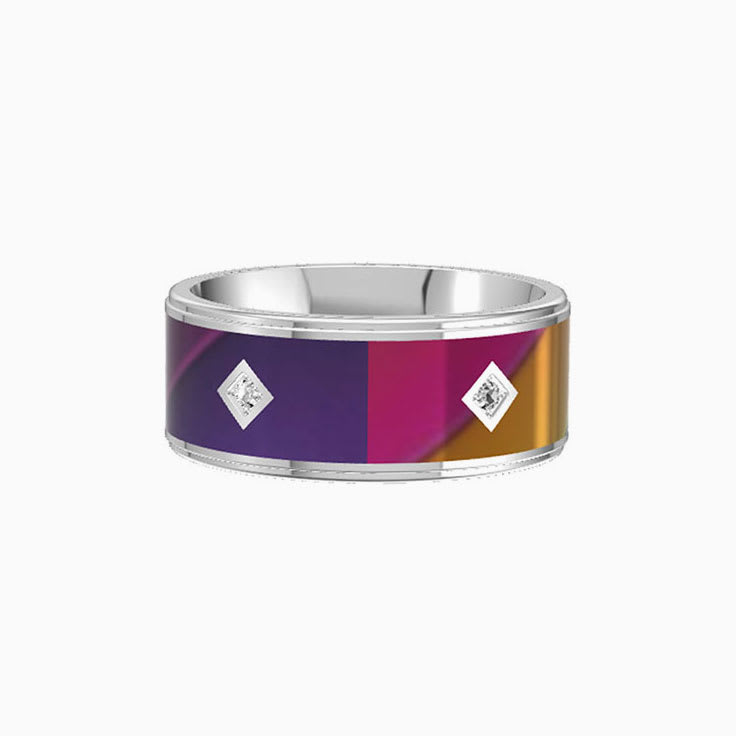Ceramic Multicolour Gold Ring