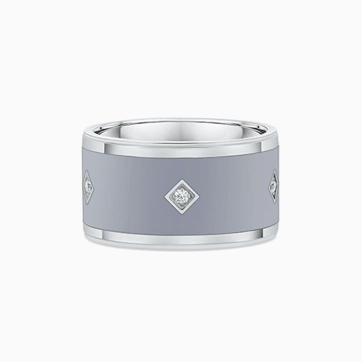 Grey Ceramic Diamond Ring
