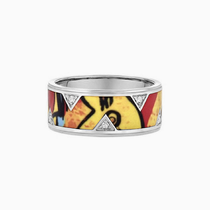 Colourful Ceramic Diamond Gold Band