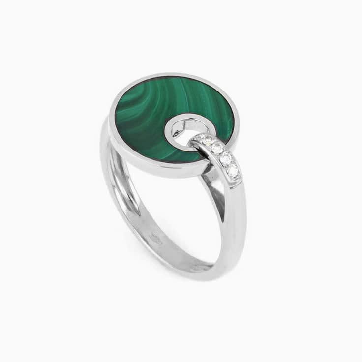 Diamond And Malachite Ring