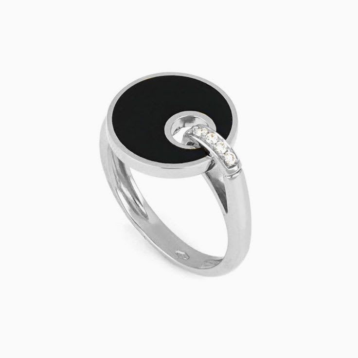 Black Onyx With Diamond Ring