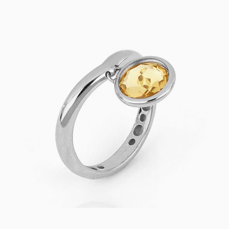 Yellow Citrine Charm Ring
