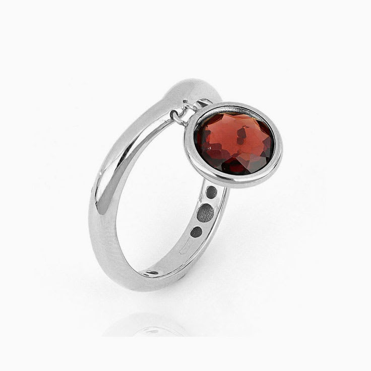 Red Garnet Charm Ring