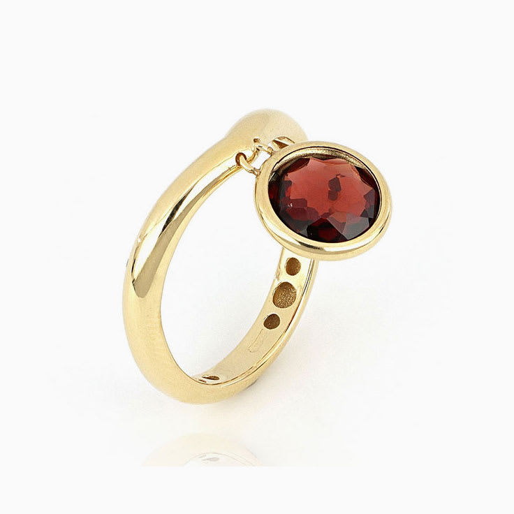 Red Garnet Charm Ring