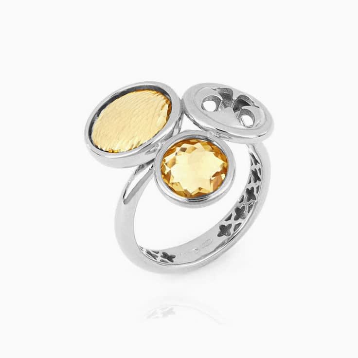 Three Charm Citrine Gold Ring