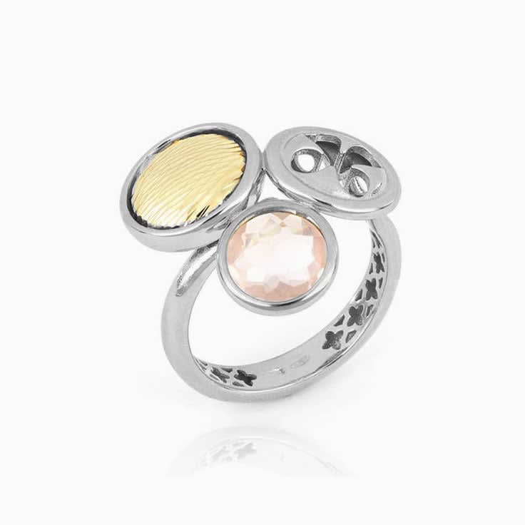 Rose Quartz Trillium Gold Ring