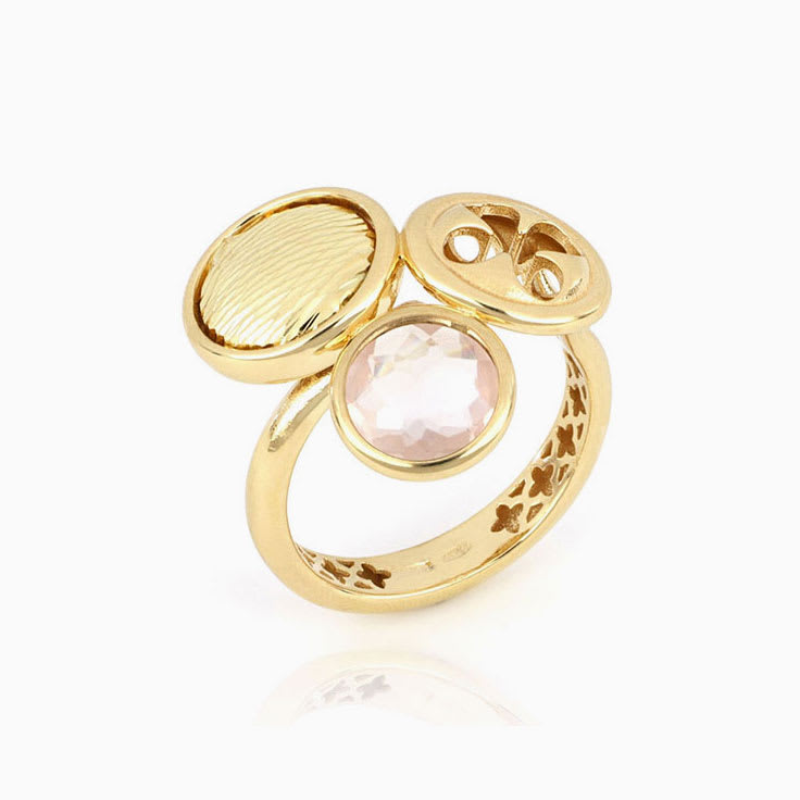 Rose Quartz Trillium Gold Ring