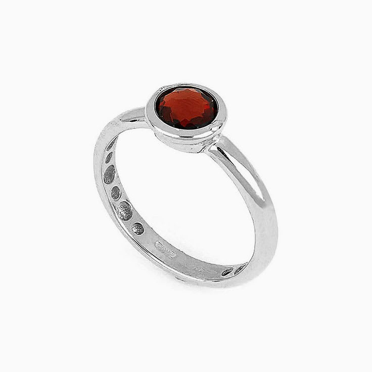 Red Garnet Solitaire Ring