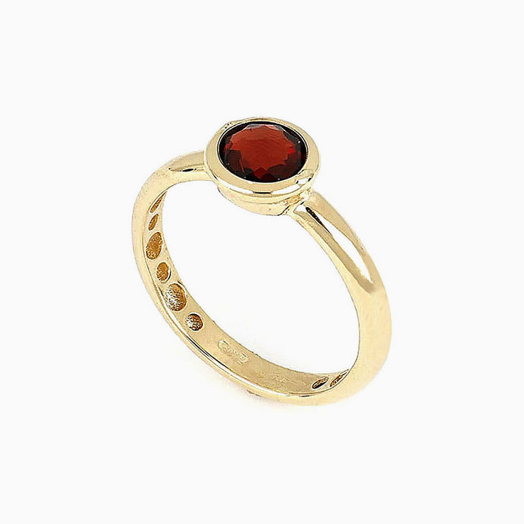 Red Garnet Solitaire Ring