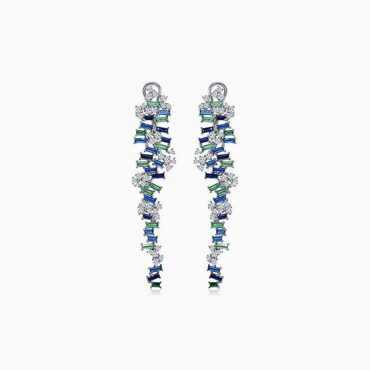 Saphhire And Diamond Drop Earrings