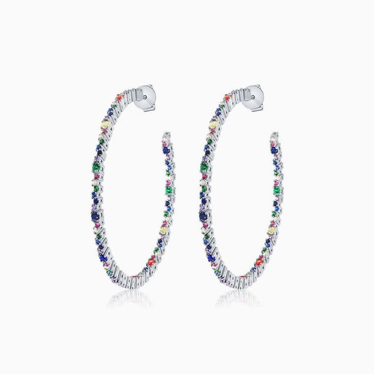 Multi Sapphires Gemstones Hoops