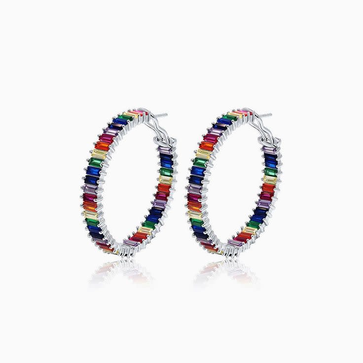 Rainbow Gold Hoops