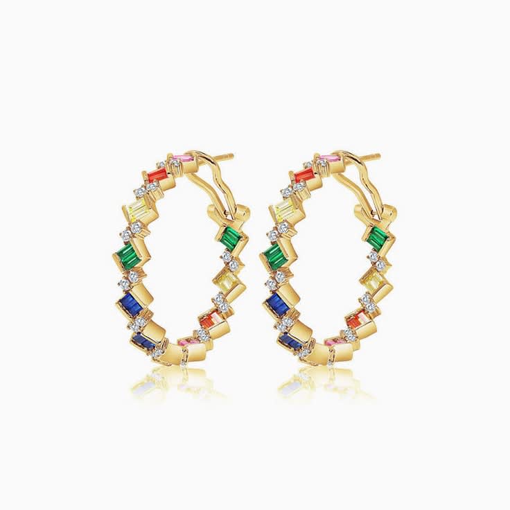 Multi Sapphire and Diamond Hoops