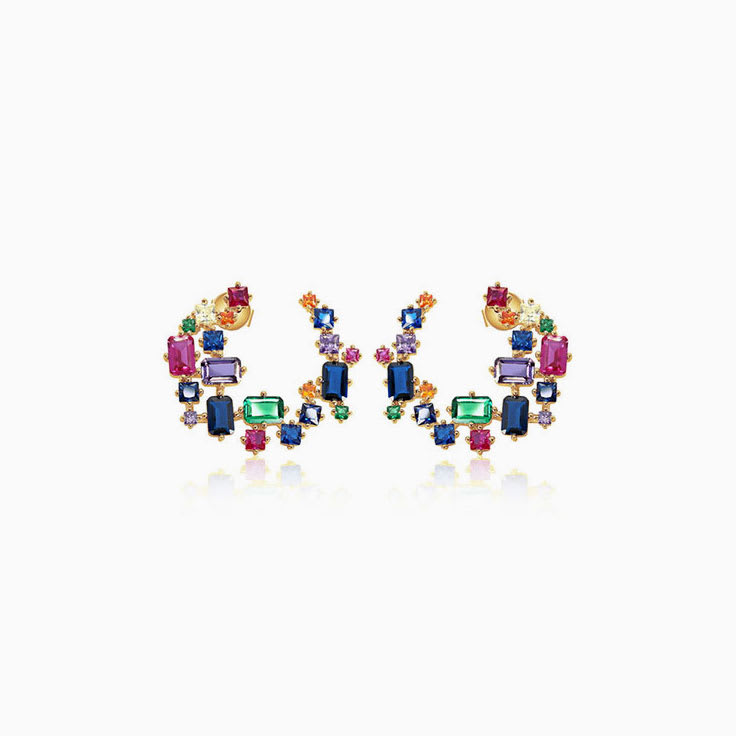 Multi Colour Sapphire Earrings