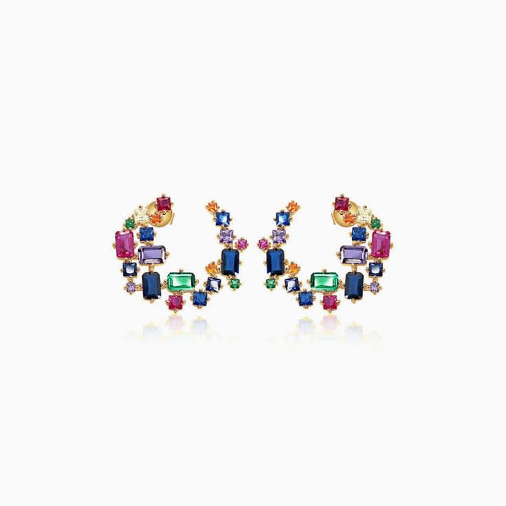 Multi Colour Sapphire Earrings