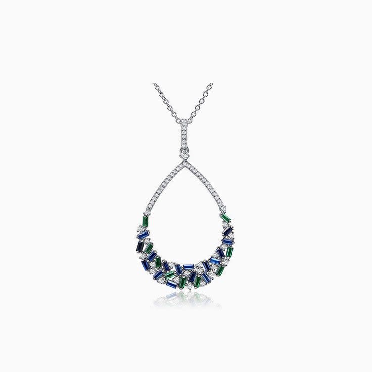 Diamond And Sapphire Drop Pendant