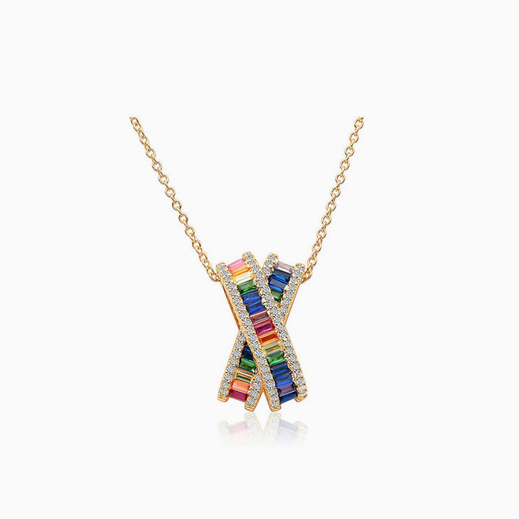Interlinked Rainbow Pendant Necklace