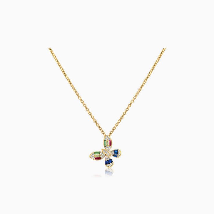 Butterfly Rainbow Pendant Necklace