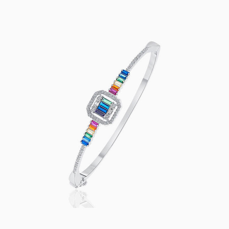 Diamond And Spectra Sapphire Squircle Bracelet