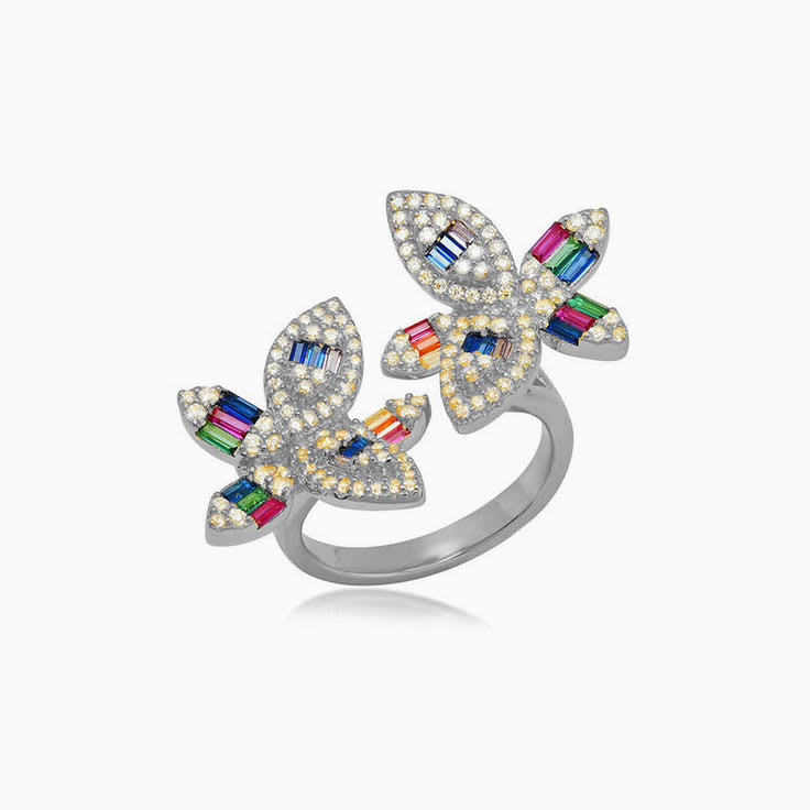 Floral Rainbow Gold Ring