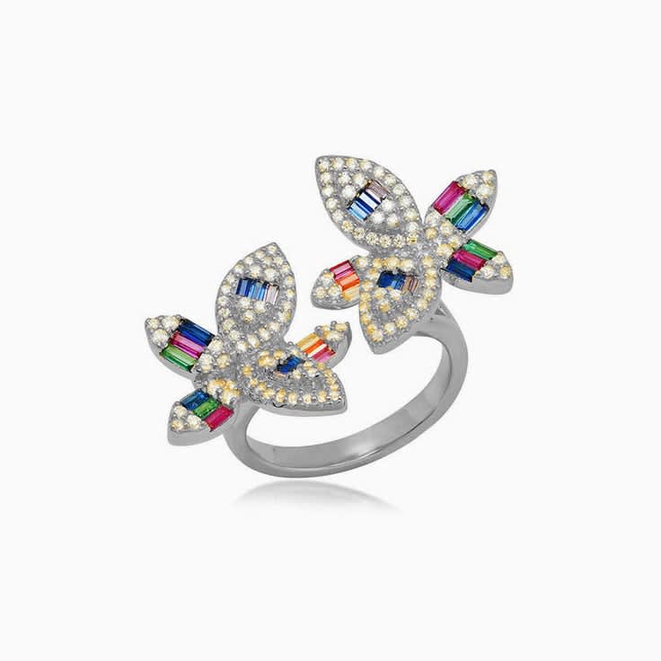 Floral Rainbow Gold Ring