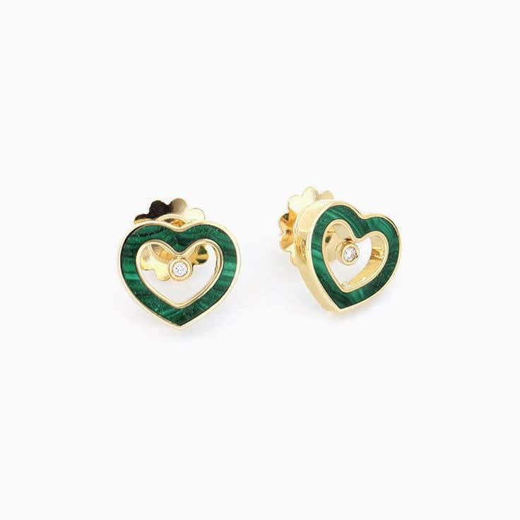 Malachite and Diamond Studs